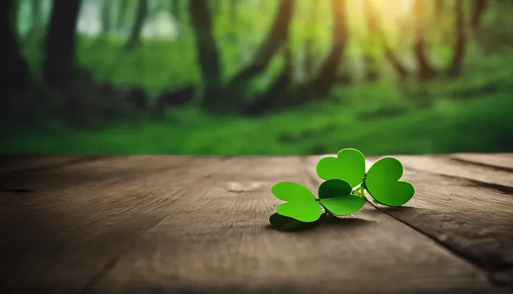 A high-resolution image showcasing a blank St. Patrick’s Day template, with a rustic wooden background, empty spaces for text or graphics, and decorative elements like clovers or Irish flags, providing a warm and inviting setting for personalized designs.