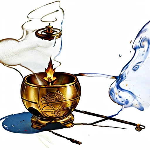 (incense, holy incense, fantasy incense, Censer Of Wisdom) - When worn the PC’s Wisdom is 18 for one hour, MagicItem_v1, (white background), fullshot