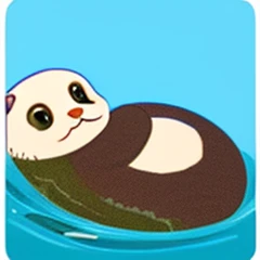 Draw an illustration of a sea otter taking a break。however、Wow!、Try to make it look like it&#39;s full of fun.