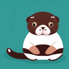 Draw an illustration of a sea otter taking a break。however、Try to give off a cute feeling