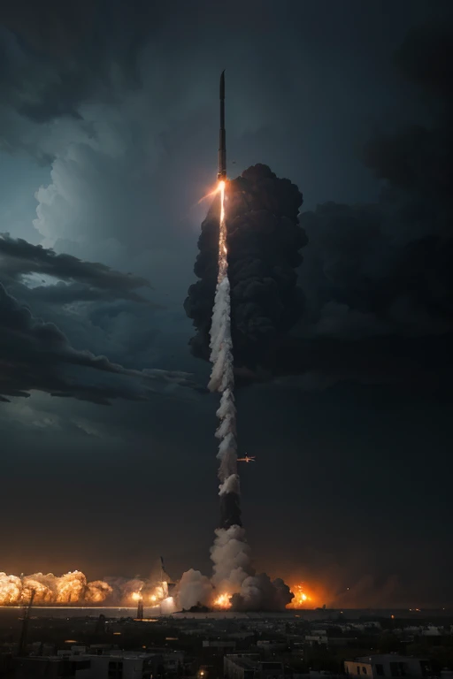 
Understood, my apologies for the confusion. Heres a revised description with a focus on a missile and a more threatening atmosphere:

Generate an animated-style image featuring a menacing missile launching with a fiery and turbulent exhaust trail. The mis...