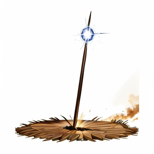 Wooden Stake - When placed into the ground, the stake creates a force field that nothing can penetrate for one day., MagicItem_v1, (white background), fullshot