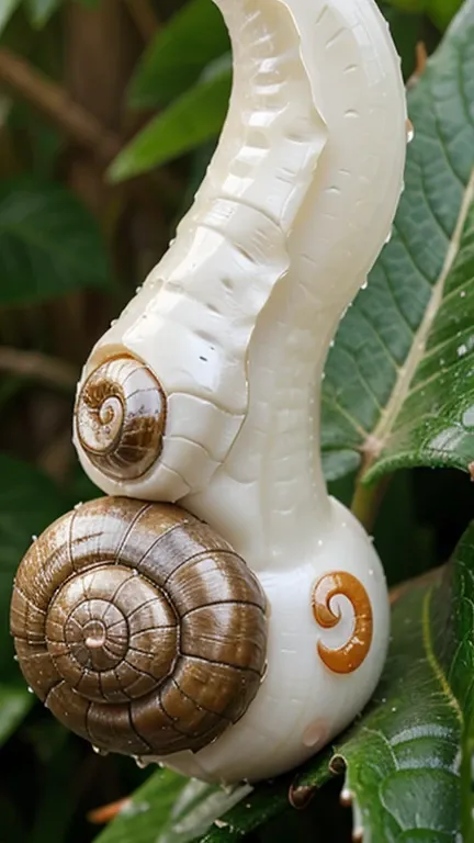 a fiberglass snail on a dewdrop