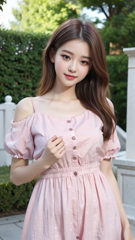 This girl is beautiful，The eyes are bright and alert，The face is delicate，with fair and smooth skin，Warm and charming smile。Her figure is well proportioned and graceful，Dress appropriately and stylishly。In short，She is a heart-warming beautiful girl。