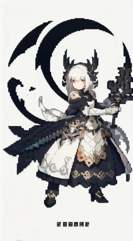 ,from Ark Night, Ark Night,  Bravely Default to Inspiration, nieer automaton, Light black armor, White-haired God, Black, shadow poetry style, from《Bravely Default II》, Intricate white armor, Neil 2b, gothic shoujo anime girl