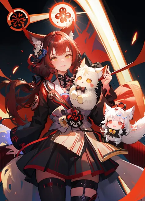 Long hair cat ears anime girl，There is a flower on the hair, Ayakashi original god impact, from《azur lane》Electronic games, from girls frontline, from the night of the ark, Anime visual of a cute girl, 《azur lane》role in, guys, azure lane style, Onmyoji po...