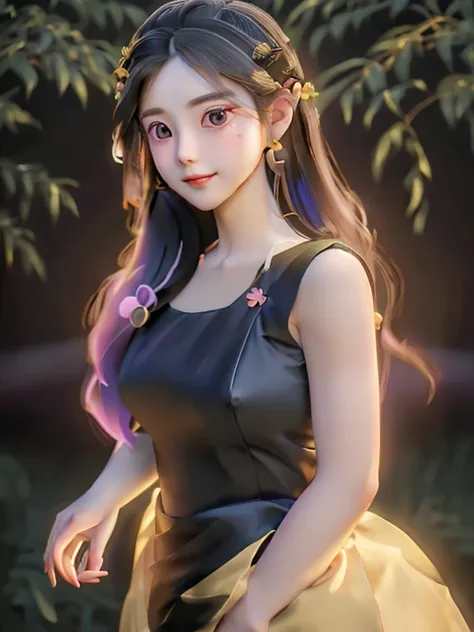  masterpiece, best quality, girl, solo, ((mature female)),, long hair, hair, princess, black dress(dress) (golden dress) fantasy, happy, looking at viewer, cartoon, anime, (oil painting)Burmese girl, 18 years old, Bagan pagoda view background, clear Hd 8k