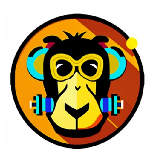 a close up of a monkey face, monkey with headphones, monkey dj, headphones are upside down, inspired by Alex Petruk APe, monkey, bored ape, face like monkey, monkeys, in style of monkeybone, in style of primal apes, ape, orange head