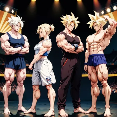 anime-stil , high quality full body image of goku as a bodybuilder, ist&#39;ich trage nur einen tanga , ohne schuhe, feet, bare ...