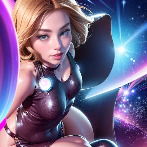 margot robbie, 1girl,supergirl, void portal, gigantic alien mothership on sky, action shot, rain, masterpiece, trending on art station,  unreal engine, trending on deviantart, skin tight see through vinyl armor, bare pussy details