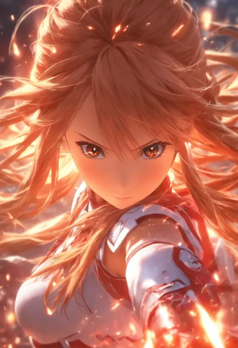 Ultra High Quality picture of Asuna, Sword Art Online anime female character, extreme detailed texture, detailed skin, detailed hair, detailed face, ultra detailed eyes, close up shot, Sparks effect, 3d rendering texture, cinematic pose, Sword Art Online 3...