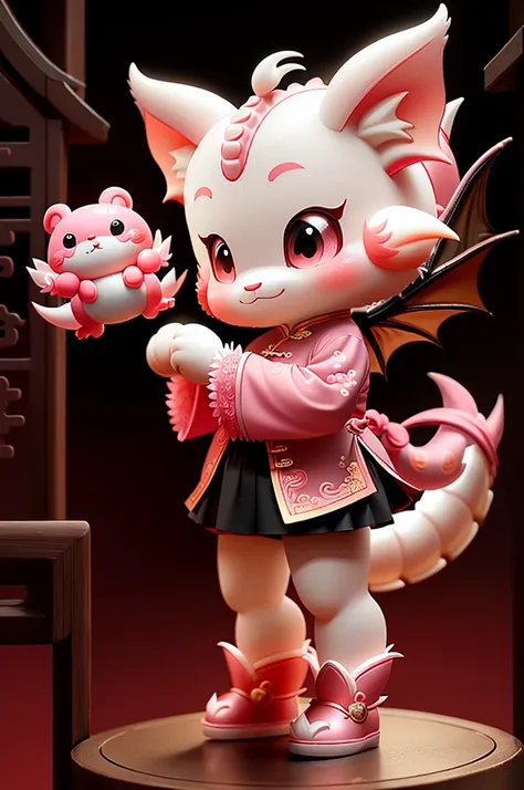 Cute dragon kawaii Chinese style，stand up，human figures，Pink，kawaii，CNY