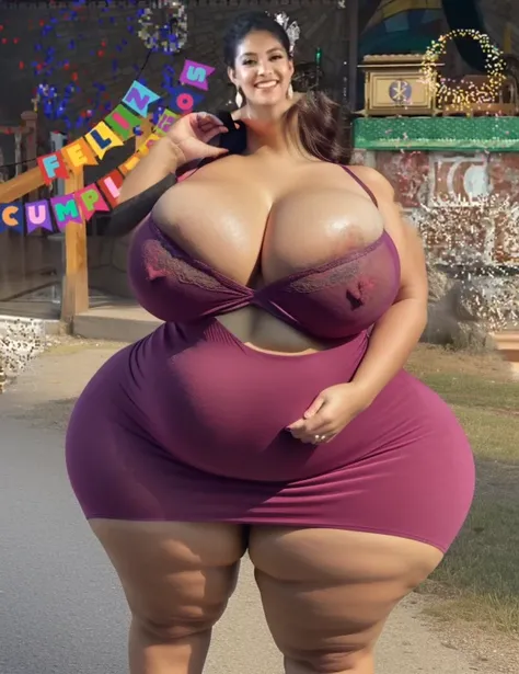 araffe woman in a purple dress walking down a step, alanis guillen, 💋 💄 👠 👗, wearing a pink ballroom gown, lorena avarez, full dress, 👰 🏇 ❌ 🍃, snapchat photo, 8k)), beutifull, by Glòria Muñoz, 🤠 using a 🖥, latina, Big tits, huge tits, no clothes, sexy, cut...