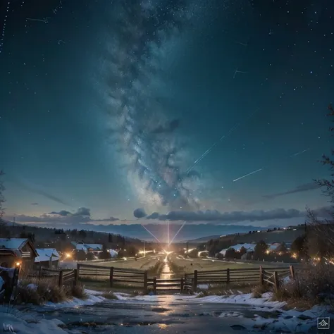 starry sky in a rural landscape