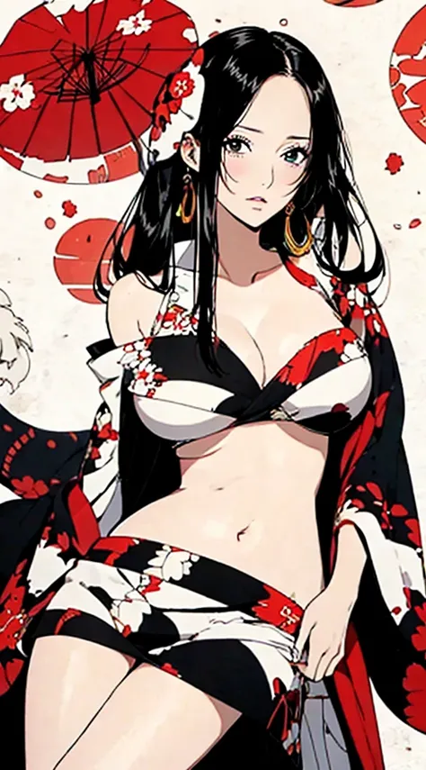 ((Extremely detailed CG unit 8k wallpaper, ​Masterpiece, high resolution, top quality, top qualityのリアルテクスチャスキン)), (a very beautiful woman, plump lips, big breasts，upper part of body, Posing like a model:1.5, Upper body completely naked, Japanese pattern su...