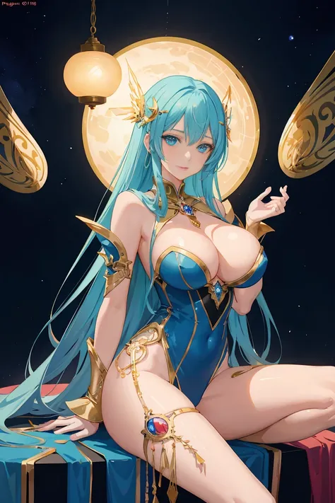 Sexy lingerie anime girl standing in front of round lamp, Beautiful celestial mage, Anime Fantasy Illustration, anime fantasy artwork, Detailed digital animation art, Very detailed artgerm, anime goddess, 2. 5 d cgi anime fantasy artwork, fantasy art style...