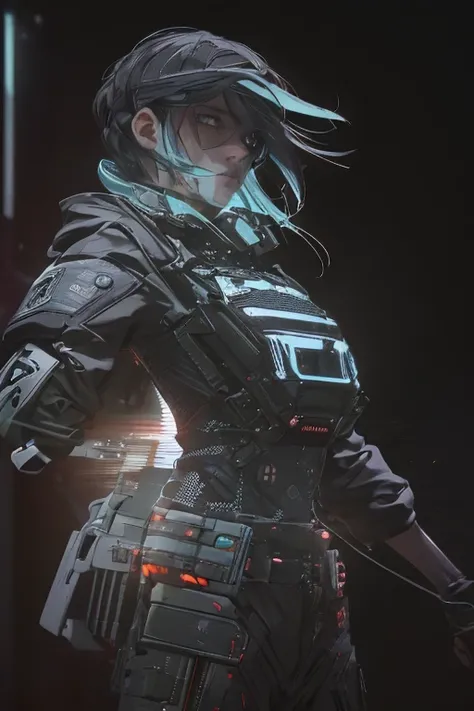 ((La mejor calidad)), ((obra maestra)), (muy detallado:1.3), ...............................................................................................................................................3D, Beautiful (cyberpunk:1.3) Mujer hacker, peinado ...