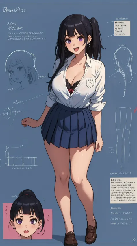 girl, solo, full body, from head to toe, standing, (Huge_Breasts:1.3), wearing a short skirt (weight: 1.5),

Character Design Sheet, character reference sheet, character turn around,

chitanda_eru,

a sexy cartoon girl with very large breasts in a female o...