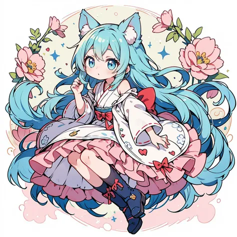 cute garota com cat ears、（sozinho 1.4）、japanese anime style、moe、（imagem completa 2.0）、authentic and highly detailed body、pequeno...