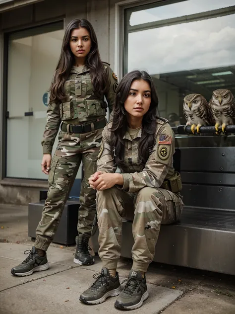 Army girl, Owl, Jet