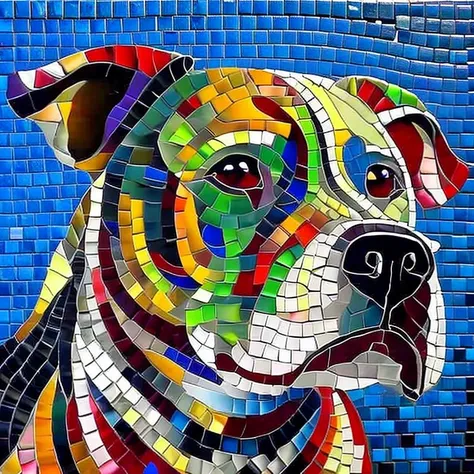 Pitbull dog mosaic art
