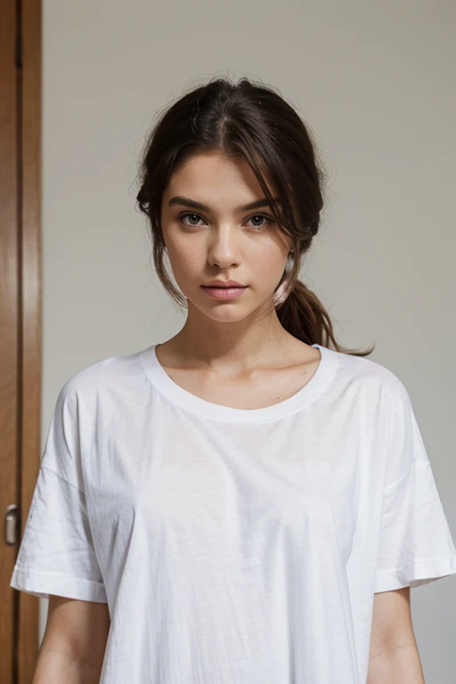 Model in White Oversized T-Shirt