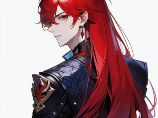 ((Masterpiece, Highest quality)), Male, boy, Detailed face, character design sheet， full bodyesbian, Full of details, frontal body view, back body view, Highly detailed, Depth, Many parts, Muscle boy with red long hair，handsome man, vampire outfit clothes,...