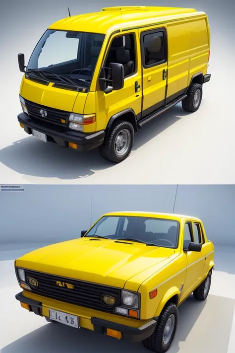 (a yellow small vehicle on a white background, 3D model, realistic 3D model, high-quality 3D model, heavy machinery, computer-generated, c4d, 16K resolution, 3D animation, 1/480 seconds, high definition - H 1024)