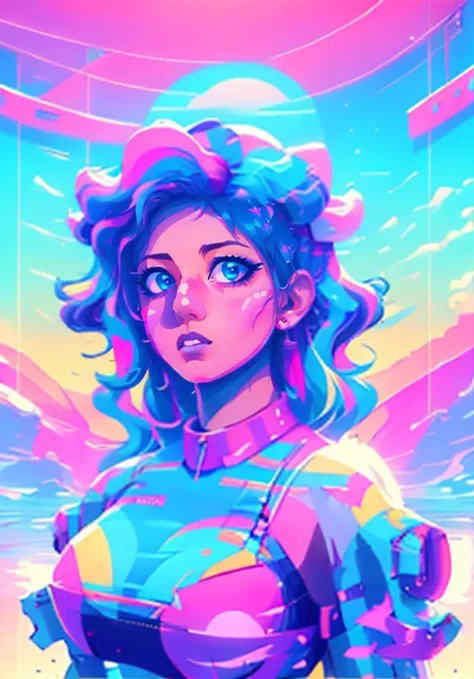 vaporwave aesthetic art, retro futurism art, art deco, panoramic, ultra high saturation, (best quality, masterpiece, representat...