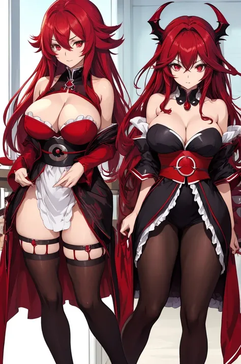 beautiful japanese anime lady wear rias gremory outfit sexy with red hair
