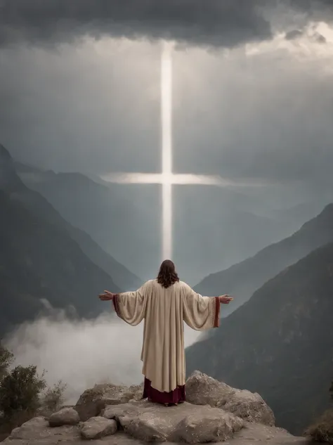 cristo en la cruz, nubes de fondo