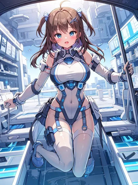 extreme detail,masterpiece,future city,with a girl (Energy Shield):1.3,Tight Fit Bodysuit,protect yourself from danger,use a shield in battle,Futuristic buildings,flying car,the shield becomes brighter,repel the invaders