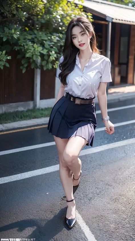 highest resolution, 8k, high definition, (((ผมlong))), thai students, half thai, half japanese, half korean., age 18-25 years, h...