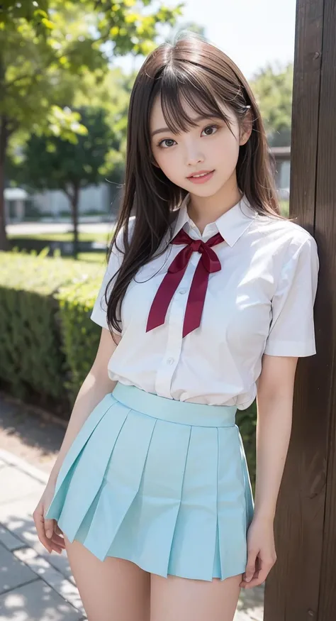 super detailed、masterpiece、highest quality、Super high resolution、8k high resolution、Transparency that looks great in photos、detailed eye、Gradation、with a girl：her hair is black and short、14 years、laughter、Her face is round and cute、spring outdoors、During t...