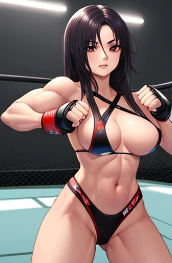 female mixed martial artist。bust 85cm d cup、Waist 52cm、Hips 86cm。naked。