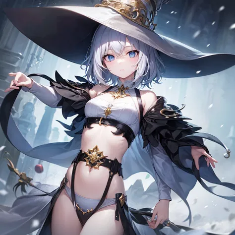 super high quality, with a girl, 20-year-old, very short hair, long bangs between the eyes, pale blue eyes , blue sky, sunlight, very detailed,(masterpiece、highest quality)、alone、gray hair、White skin as clear as snow、fantasy, silver hair, black eye, beauti...