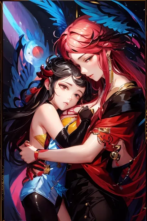 painting of a mother hugging her teenage son, uau and sakimichan, loish and uau, artwork in the style of Guweiz, Guweiz masterpiece, uau art, Guweiz, uau painting style, the style of uau, uau : : 5, uau |, art of uau