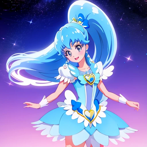 happiness charge precure, pretty cure, cure princess, blue happy shoot, 1girl, smile, (magical, magnificent, masterpiece:1.3)