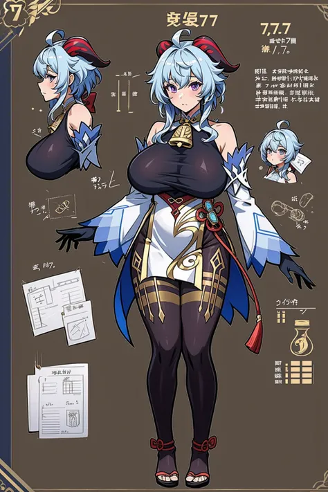 girl, solo, full body, from head to toe, standing, (Huge_Breasts:1.3), beautiful body, perfect body, nice body,

((Character Design Sheet:1.7, character reference sheet:1.7,)),

ganyu (genshin impact), Ganyu_Genshin, 1girl, solo, long hair, blue hair, purp...