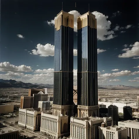 Twin towers collapsing at Las Vegas