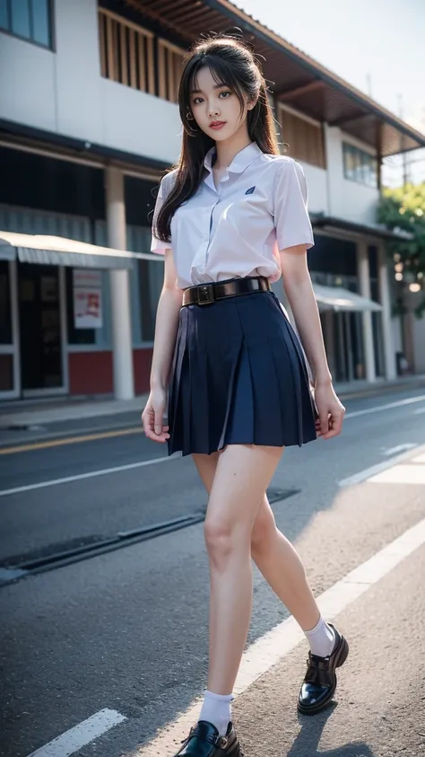 highest resolution, 8k, high definition, (((ผมlong))), thai students, half thai, half japanese, half korean., age 18-25 years, h...