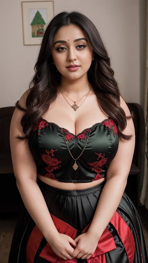 Monali Thakur bengali actress beautiful actress sexy curvy plus size model woman in a different red green black color Bridal Fallen Angel Devil Vampire Witch Dress in village, manga mala necklace ornament in necklace for wedding, Head Jewelry for wedding, ...