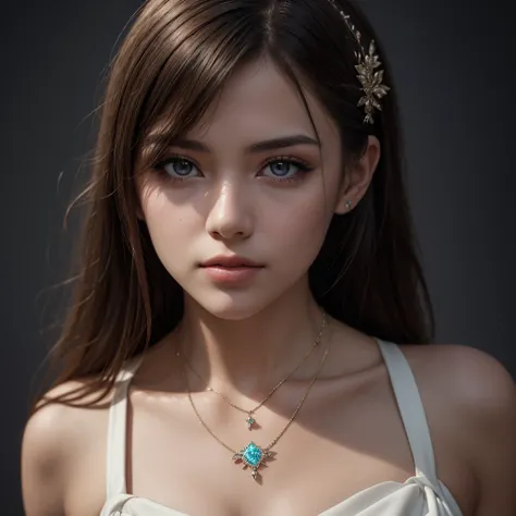 Best quality, masterpiece, high resolution, 1girl, porcelain dress, hair accessories, necklace, jewelry, beautiful face, on the body, Tyndall effect, realistic, dark studio, edge lighting, two-tone lighting, (high detail skin: 1.2), 8k UHD, dslr, soft ligh...