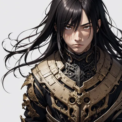 Tsutomu Nihei&#39;s style,(incredibly disorganized, (High resolution:1.18), intricate details, (masterpiece:1.1), (highest quality:1.1), disorganized),(1 boy, portrait, black hair, brown eyes, long hair, fine eyes),