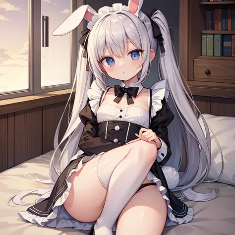 rabbit maid,rabbit ears,rabbit tail,Sexy Maid Clothes,Exposed,skirt short,panties,knee socks