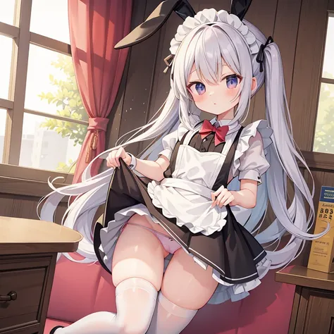 rabbit maid,rabbit ears,rabbit tail,Sexy Maid Clothes,Exposed,skirt short,panties,knee socks