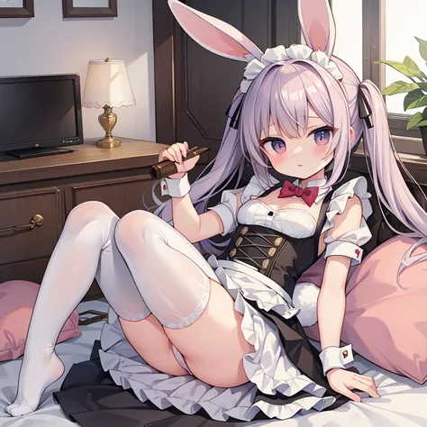 rabbit maid,rabbit ears,rabbit tail,Sexy Maid Clothes,Exposed,skirt short,Pussy,knee socks