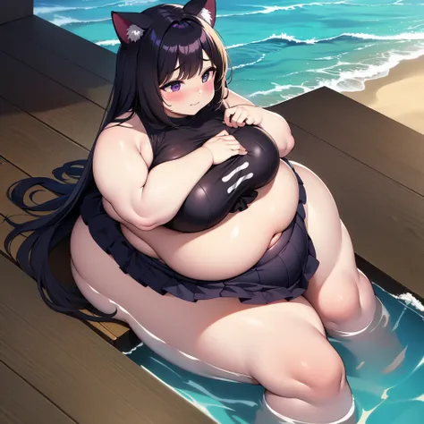 （masterpiece、best quality、super quality、perfect anatomy、detailed、intricate details、Impeccable attention to detail、Superb execution、Beautiful big breasts、upscale、Perfect craftsmanship、expressive art：1.3），（fat、chubby、Plum：3.45）， 1 girl，captain, black hair co...