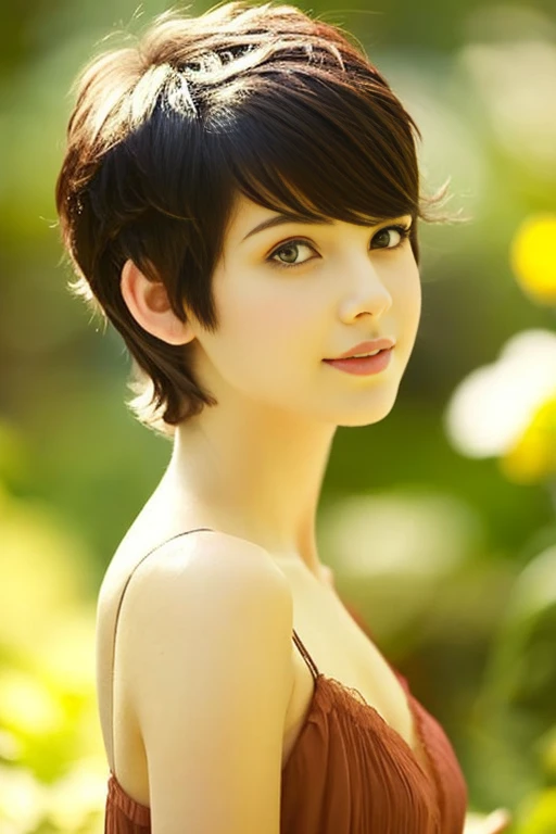 girl, shaved ((pixie haircut)), standing, ((pixie haircut)), beautiful, 