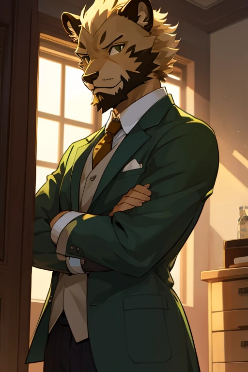 solo, male, cheetah, beastars, bñack hair, short hair, beard, antro,